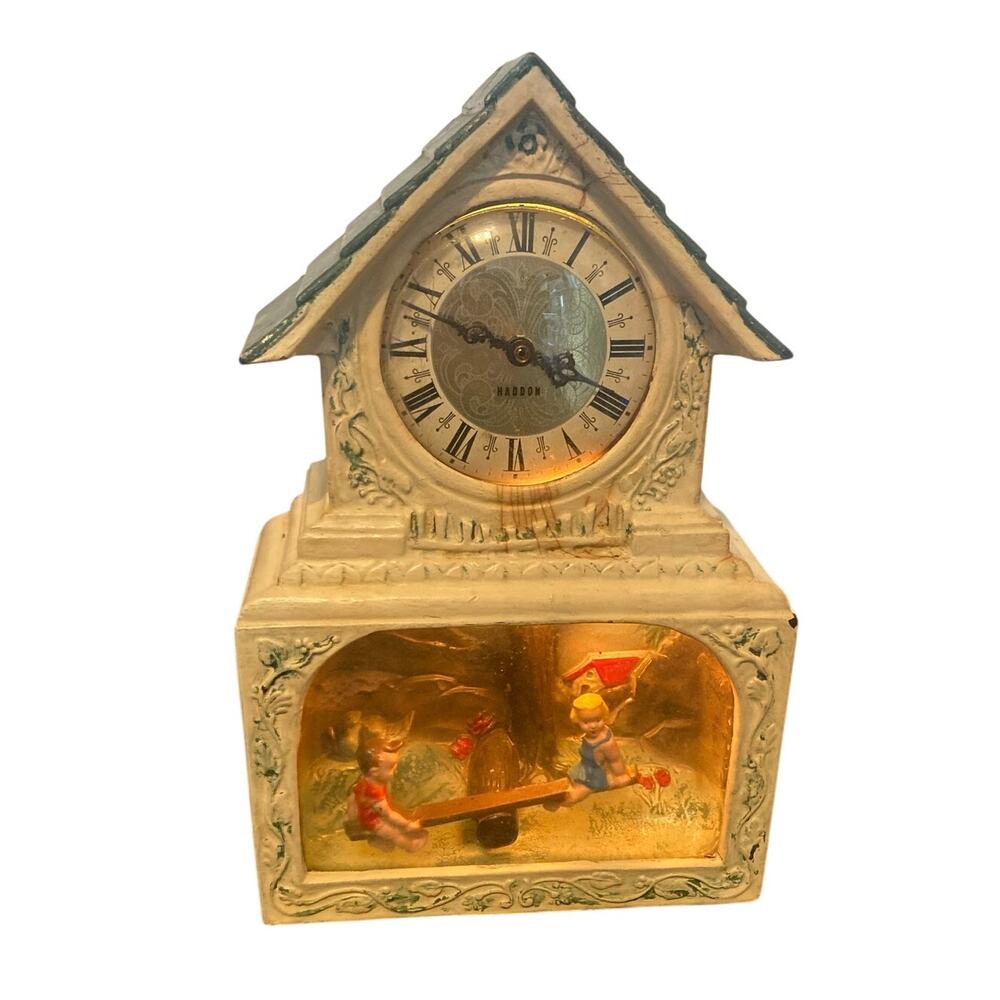 Vintage A Haddon Original "The Teeter Totter" Animated Lighted Clock WORKS